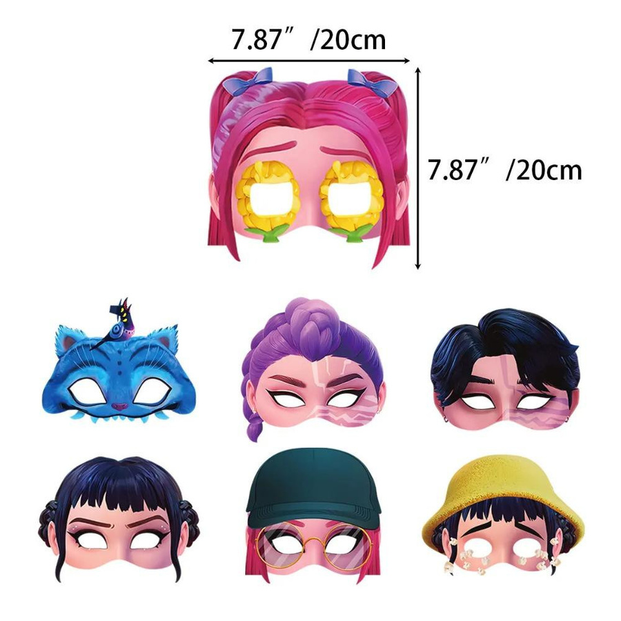 12 Stück Kpop Dämonenjäger Masken für Cosplay und Geburtstagspartys in Weiß und Multicolour - Bild 3