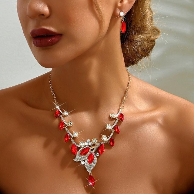 Lucky Star Jewelry Schmuck-Set, Halskette, Ohrringe, Zirkonia, Kristall, Messing, brown, Damen - Bild 1