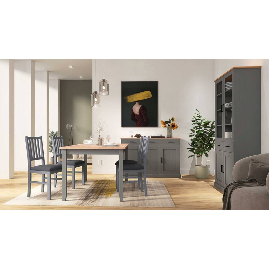 Inter Link Sideboard Forenzo aus Kiefer Massivholz in Grau, Landhausstil, B/H/L: 131 x 45 x 86 cm - Bild 3