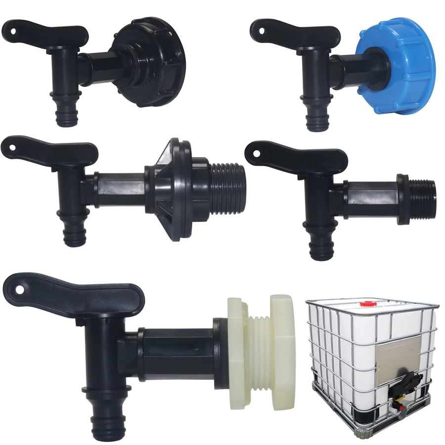 IBC Tank Wasserhahn Adapter S60x6 Grobgewinde mit 16mm Quick Connect Ersatzventil für Garten und Haus in Schwarz - Bild 2