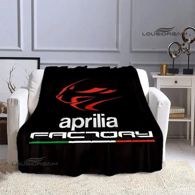 Aprilia Motorrad Logo Decke aus Polyester, Schwarz-Weiß, B x H: 75 x 100 cm - Bild 1