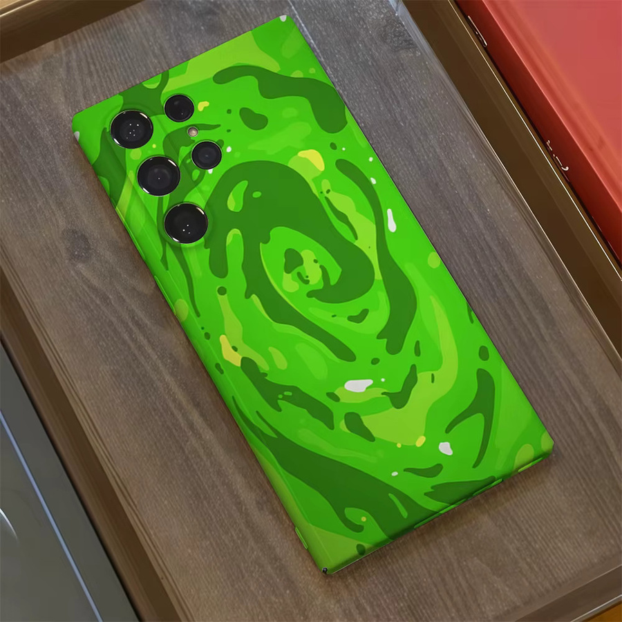 Glänzende Doppelschicht-Handyhülle mit grüner Wirbel-Textur für Samsung Galaxy S25 Ultra, S24 und S23 Ultra Plus - Bild 3