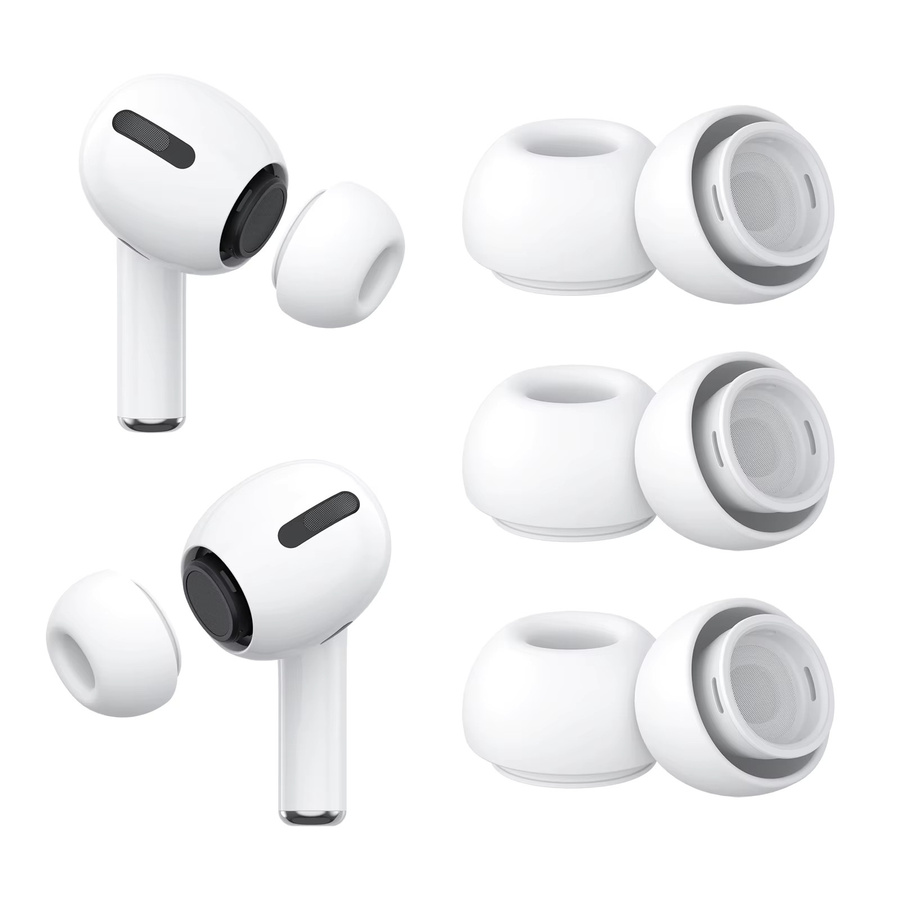 6 Stück Silikon-Ohrstöpsel in Weiß für Apple AirPods Pro 1. und 2. Generation als schützende Ohrhörer-Abdeckung und Ohrpolster zur Geräuschreduzierung - Bild 1
