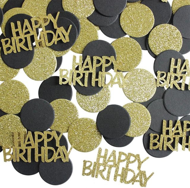 Rundes Papierkonfetti in Schwarz und Gold für Geburtstag, Party und Jahrestag - Bild 1