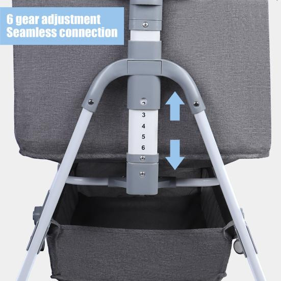 Frolada 3-in-1 Baby-Beistellbett mit Wippschale, höhenverstellbare Wiege mit Moskitonetz in Grau - Bild 3