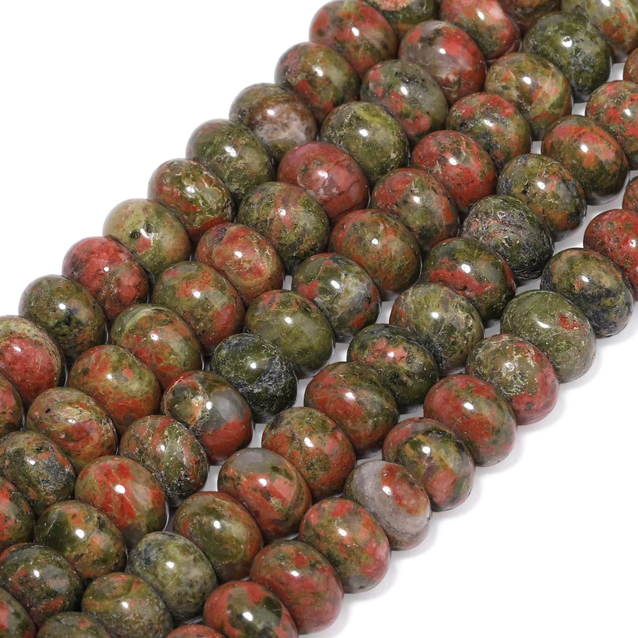 xilitata Perlen Unakit Jaspis Rondelle, 5x8mm, 15'' - Bild 3