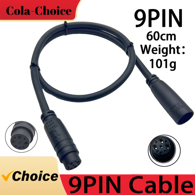 Elektrofahrrad-Zubehör Motor-Umrüstkabel mit wasserdichtem 9-Pin Stecker für E-Bike Controller, Verlängerung G9.6/M9.6, Schwarz - Bild 1