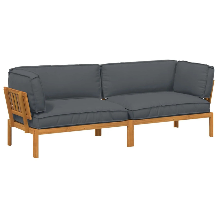 vidaXL Sofa Set aus Massivholz Akazie in Anthrazit, 2-teiliges Outdoor-Garnitur mit Kissen und wetterfestem Stoff - Bild 2