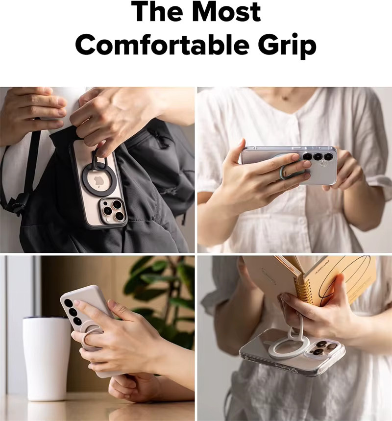 NMEGOU Magnetischer Silikon-Ringgriff in Blau, Doppelseitiger Telefonhalter für MagSafe und iPhone, Magnetischer Ständer für Auto und Mac - Bild 4