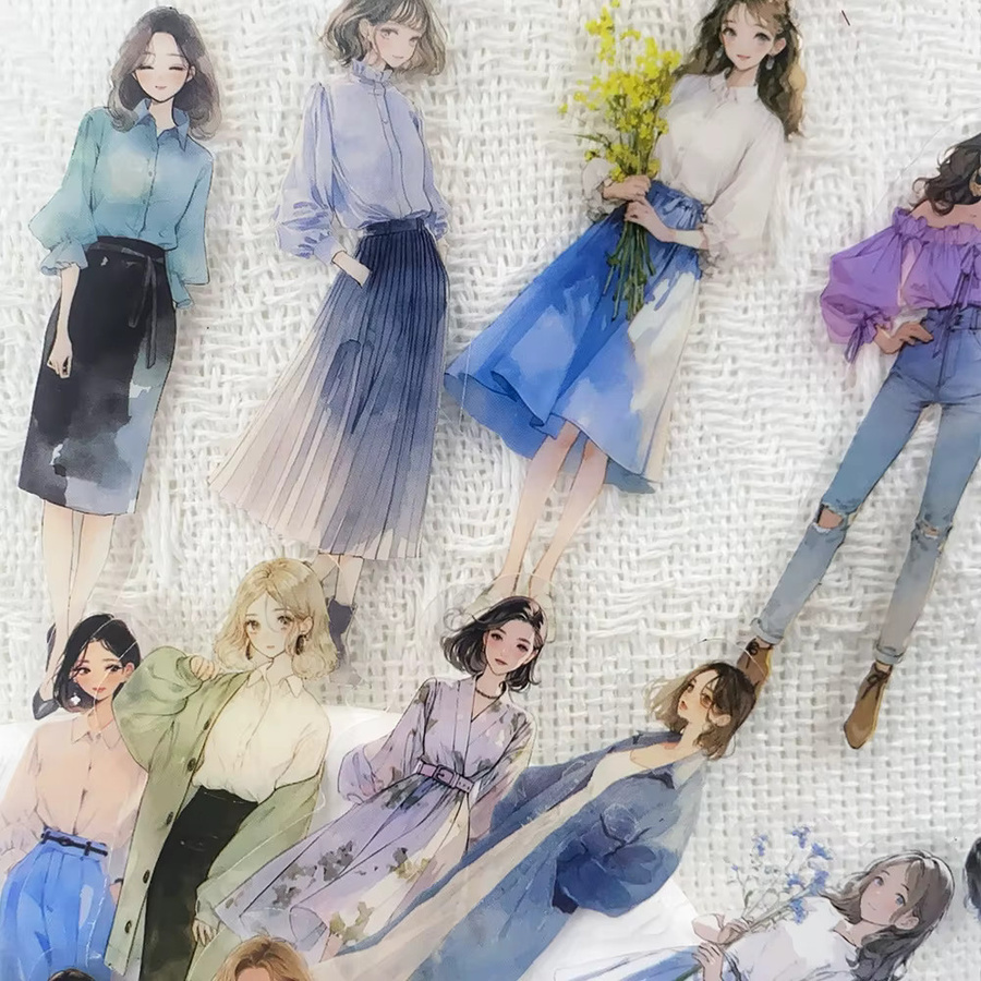 50 Stück koreanische Sticker für Mädchen, ästhetische transparente Aufkleber in Multicolour für Handy, Laptop und DIY-Projekte - Bild 3