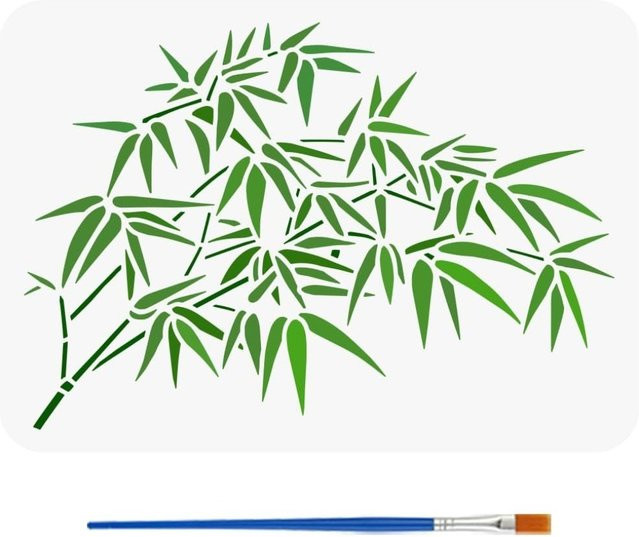 Bambusblatt-Malschablone mit Pinsel im China-Stil für DIY-Kunstprojekte, B/H: 20,3 x 29,7 cm - Bild 1