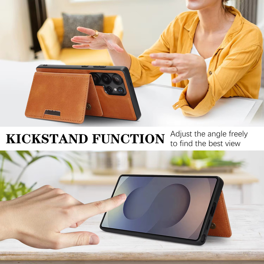 Aierkeba 2-in-1 MagSafe Handyhülle aus Leder mit abnehmbarer Brieftasche und Kartenfach für Samsung Galaxy S26 Ultra S25 Plus S24 S23 in Braun oder Lila - Bild 3