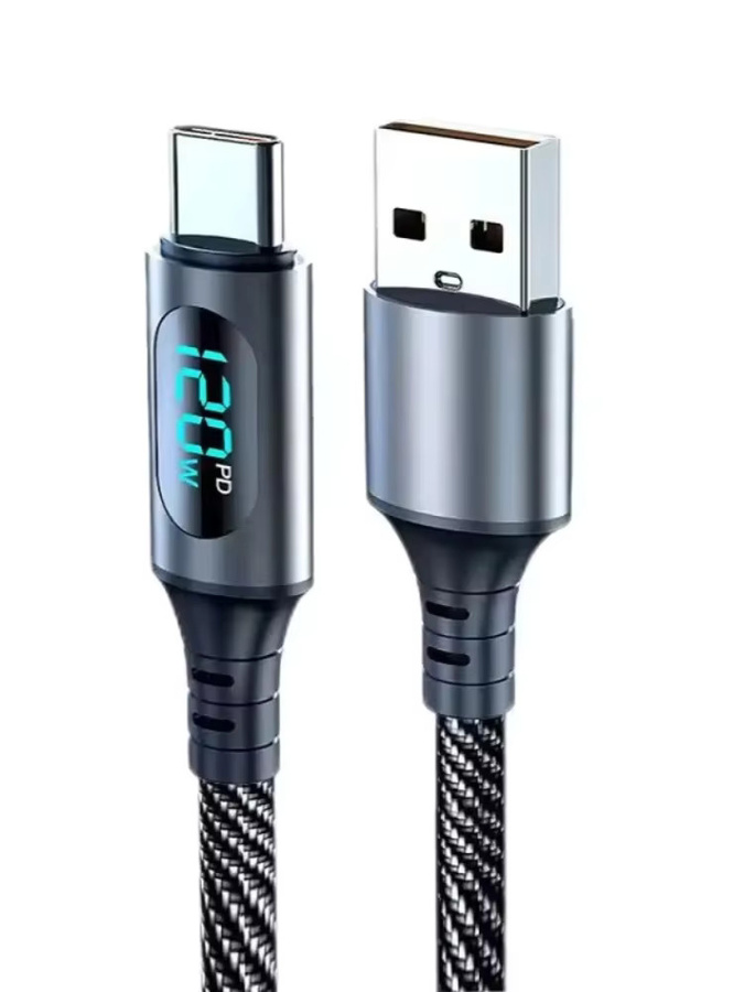 NNBILI 120W USB-A auf USB-C Kabel mit Digitalanzeige für superschnelles Laden 6A Typ-C Ladekabel für Huawei - Bild 5