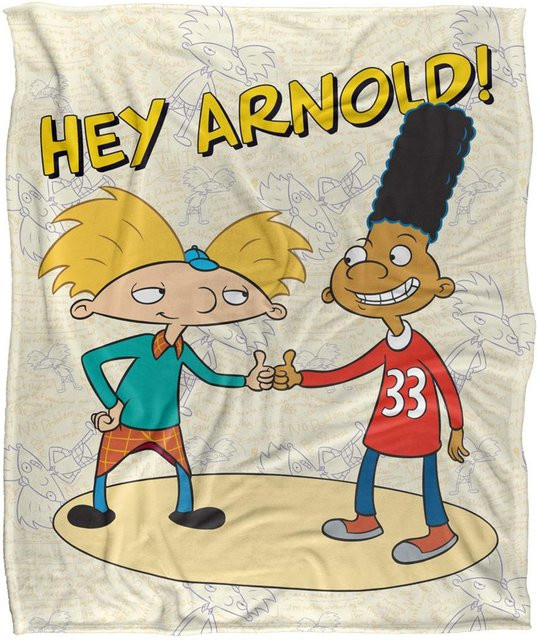 Hey Arnold! Seidigweiche Arnold & Gerald Superweiche Decke in Schwarz, One Size - Bild 1