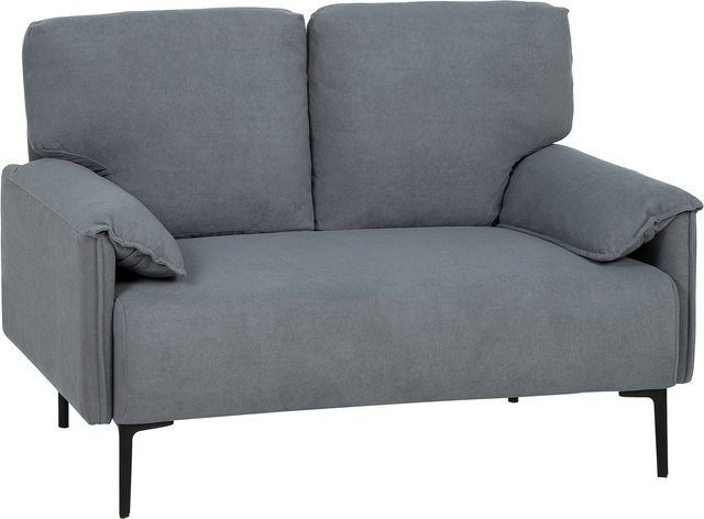 HOMCOM 2-Sitzer Polstersofa in Samtoptik mit Armlehnen, modernes Loungesofa für Wohnzimmer und Schlafzimmer, Breite: 127 cm, Grau - Bild 1
