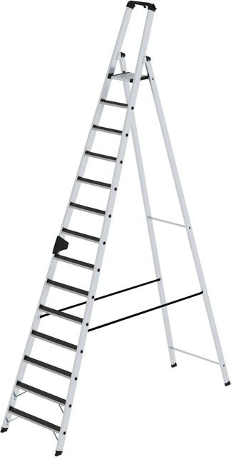 PROREGAL Stufen-Stehleiter Clip-Step R13 einseitig begehbar, 14 Stufen, Silber - Bild 1