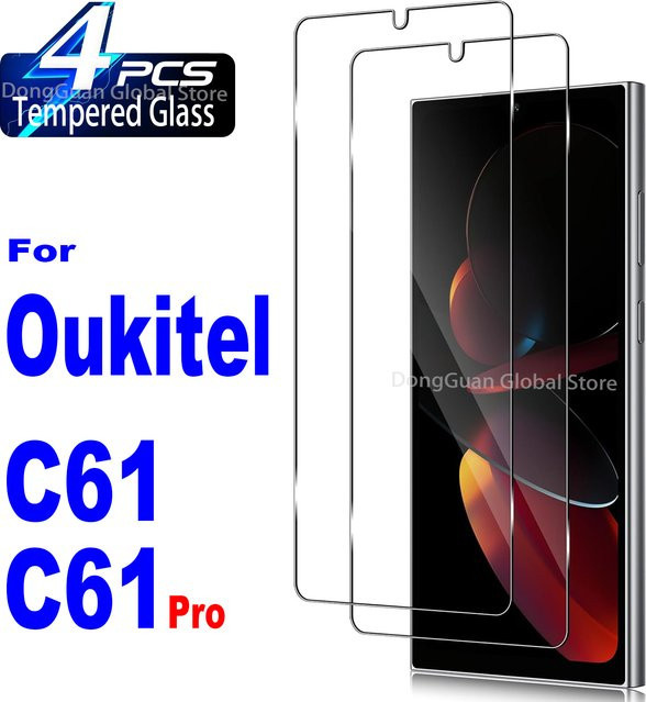 Oukitel C61 und C61 Pro Displayschutzfolie aus gehärtetem Glas, transparent - Bild 1