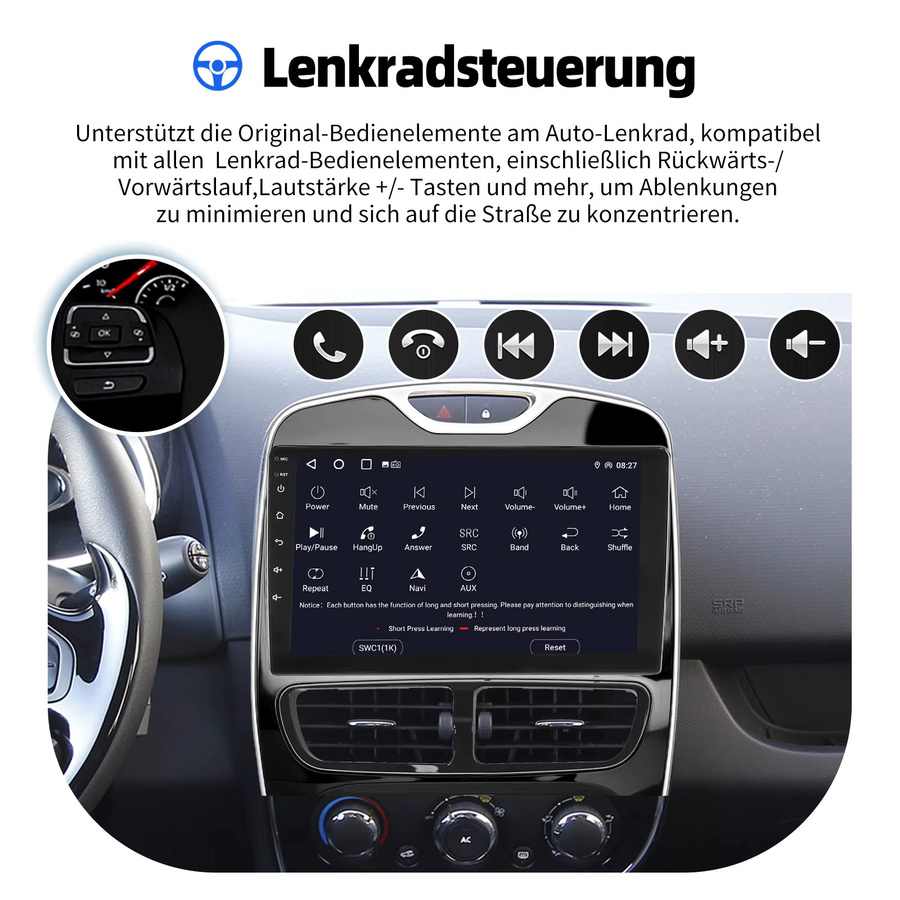 ESSGOO 10 Zoll Autoradio für Renault Clio 4 2013-2018 mit Android Auto, CarPlay, GPS und RDS in Schwarz, 4GB RAM, 64GB Speicher - Bild 5