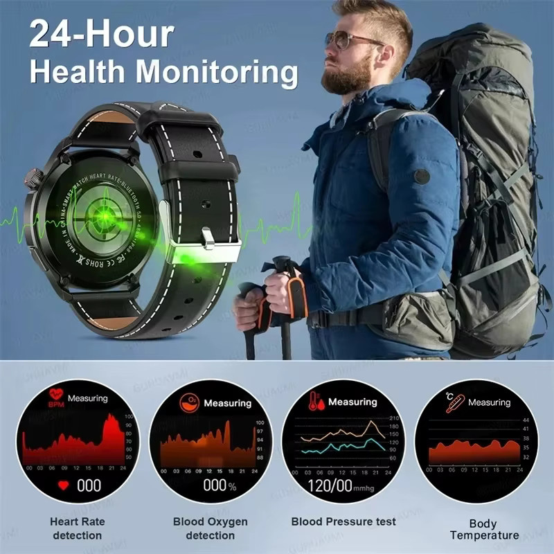 GUHUAVMI Watch 6 Pro Smartwatch für Herren in Schwarz mit GPS-Tracking, NFC, HD AMOLED-Bildschirm, Kompass, Bluetooth-Anruffunktion und IP68 Wasserdichtigkeit - Bild 6