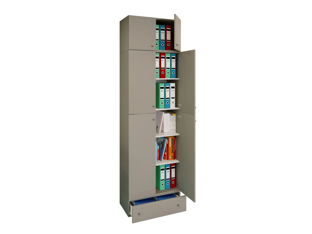 VCM Büroschrank Lona in Grau mit Drehtüren, Aufsatz und Schublade, B/H/T: 70 x 240 x 39 cm - Bild 2