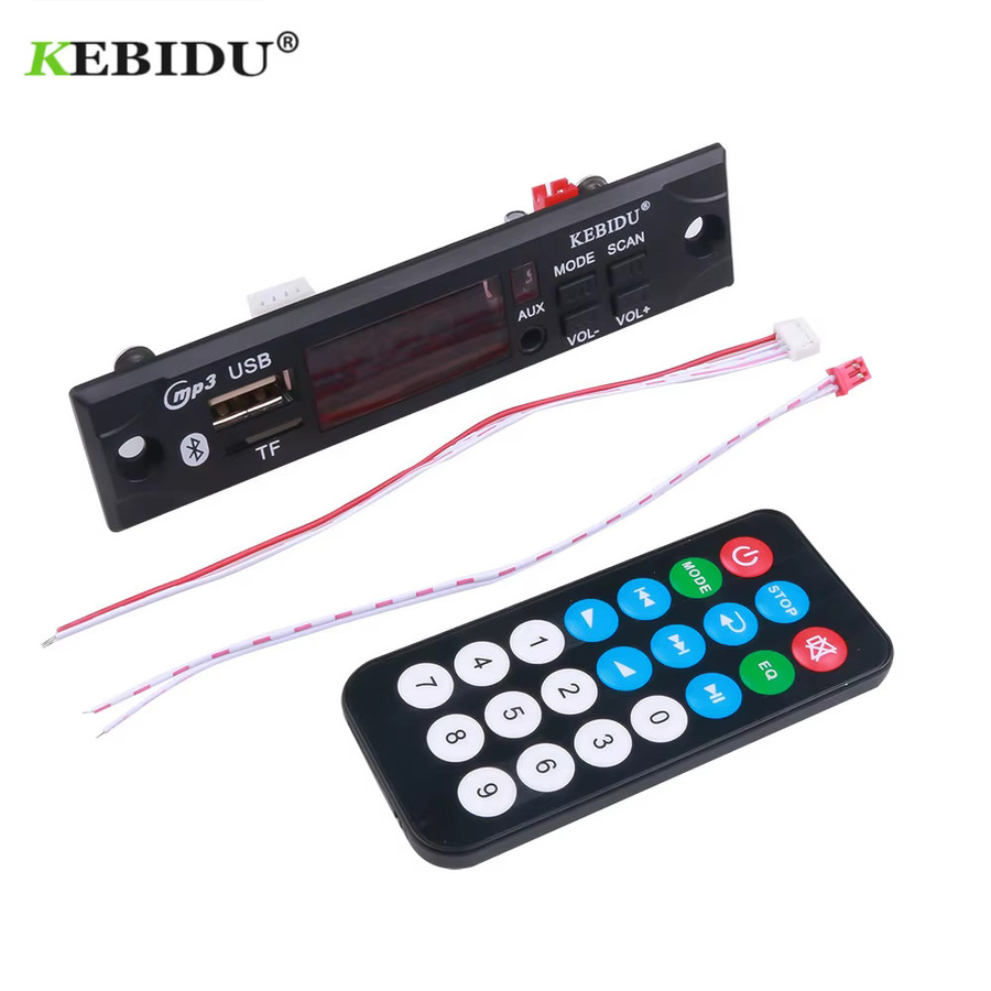 Kebidu Bluetooth 5.0 MP3 Player Modul DC 12V mit USB, TF, FM Radio und 3,5mm AUX in Schwarz - Bild 3