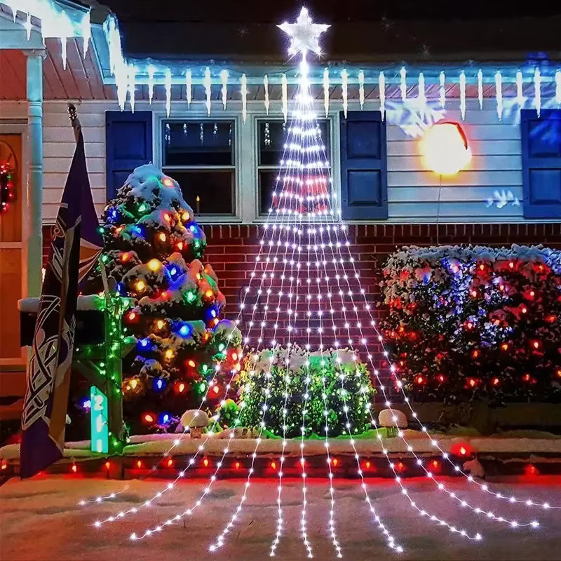 Pentagramm LED Lichterkette Warmweiß Wasserdichte Stern-Vorhanglichterkette für Weihnachtsdekoration und Camping, Länge: 2 m - Bild 4