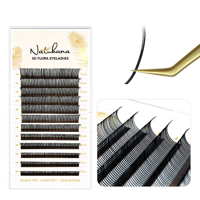 NATUHANA 5D W Style Flora Lash Extensions Einzelwimpern, Black, Unisex - Bild 2