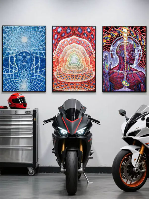 Abstrakter Alex Grey Kunstdruck im Psychedelic Anime-Stil als mehrfarbiger Poster-Wanddruck auf Papier - Bild 7