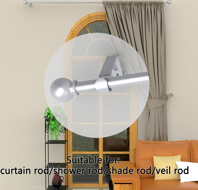 Klassische Gardinenstange aus Eisen mit dekorativen Kugelköpfen in Silber und Grau - Bild 1