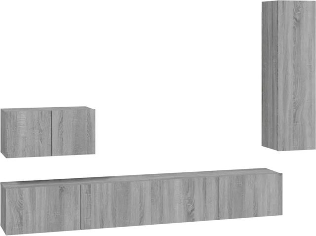 vidaXL 4-tlg. TV-Schrank-Set Grau Sonoma Holzwerkstoff für dein Wohnzimmer, B/T/H: 100 x 30 x 30 cm, 60 x 30 x 30 cm und 30,5 x 30 x 110 cm - Bild 1