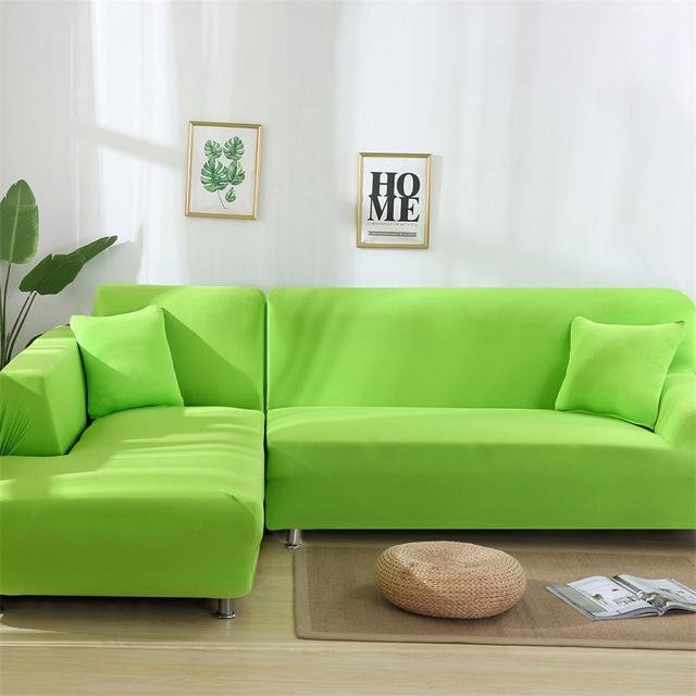 Housmife Elastischer Sofabezug in Grün mit Grafikdesign, Stretch-Schonbezug für L-förmige Ecksofas, Breite: 190-230 cm - Bild 1