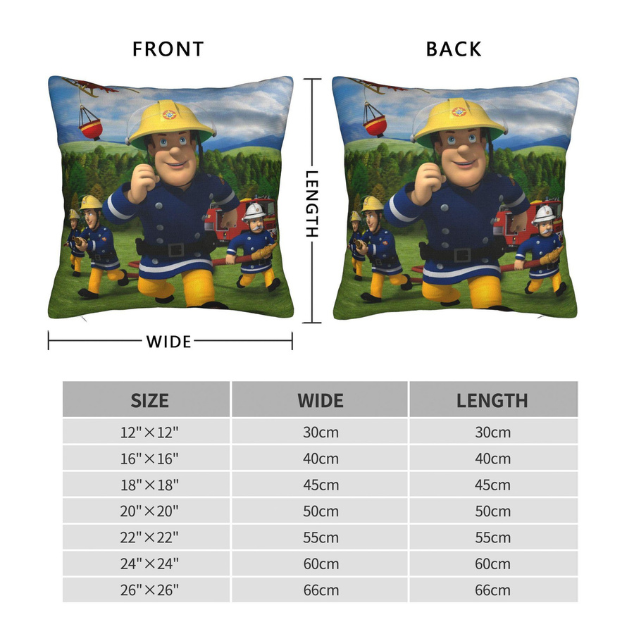 BNYNGFN Home Feuerwehrmann Sam Quadratische Kissenhülle aus Polyester in Multicolour, Breite: 40,64 cm, Breite: 40,64 cm, Höhe: 40,64 cm - Bild 2