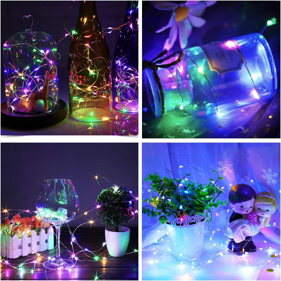 Peach Forest LED Korklichter mit 20 warmweißen LEDs, batteriebetrieben, wasserdichte Feen-Lichterkette aus Kupfer für Weinflaschen und DIY-Gläser zur Schlafzimmerdekoration - Bild 4
