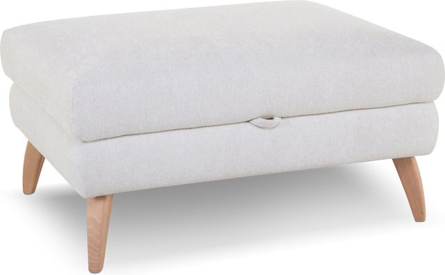 Hocker SANSIBAR FÜNEN in Beige mit Holzgestell in Eiche und Stoffbezug - Bild 1
