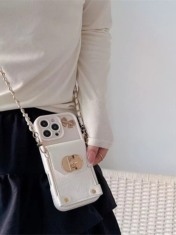SZMUGUA Stoßfeste Handyhülle aus PU-Leder mit Lanyard und Kartenhalter für iPhone, Farbe: Weiß - Bild 2