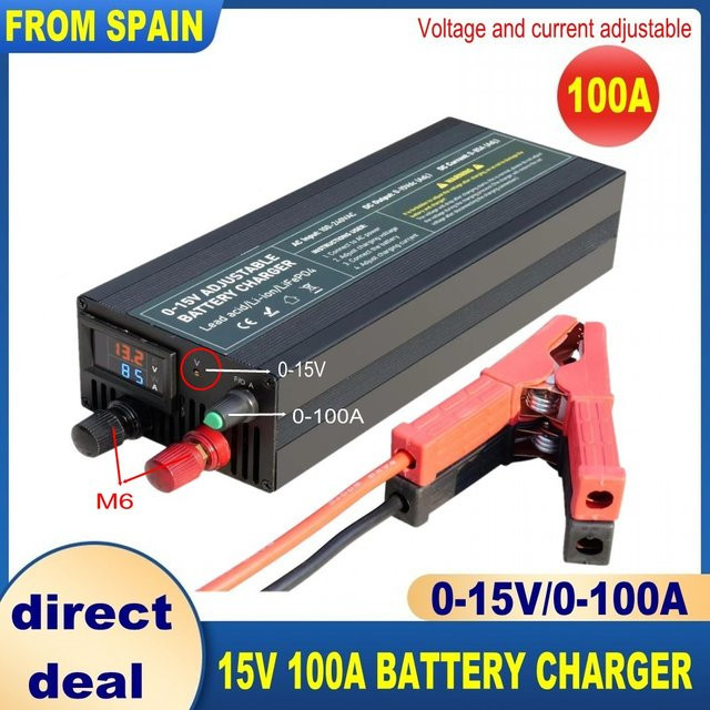 12V LiFePO4 Ladegerät mit Schnelllademodus für Lithium-Batterien, Schwarz - Bild 1