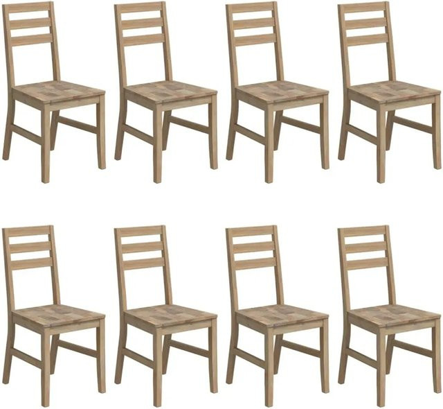 Set aus 8 vidaXL Esszimmerstühlen aus massivem Akazienholz in Braun mit gebürsteter Oberfläche - Bild 1