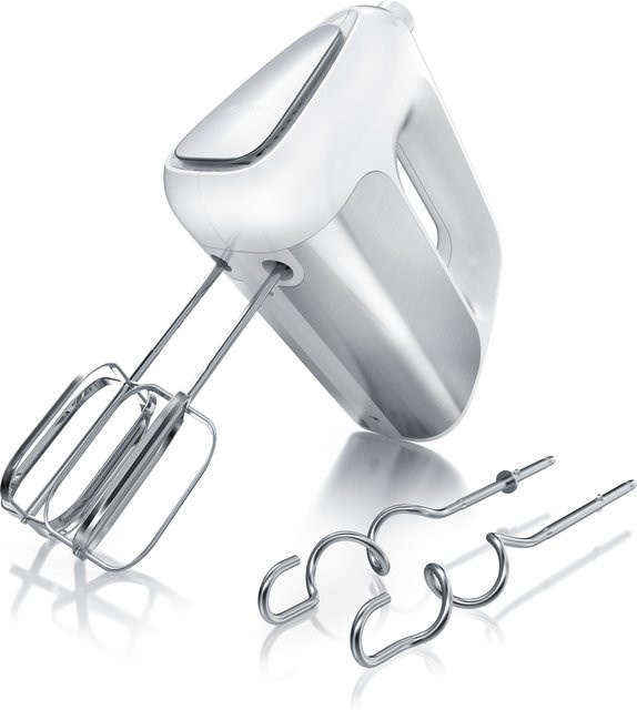 Arendo Elektrischer Handmixer in Weiß mit Edelstahl-Quirlen und Knethaken sowie Turbofunktion - Bild 1