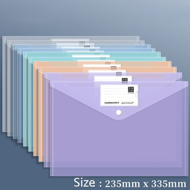 10 Stück Kunststoff-Ordner im A4-Format mit Druckknopfverschluss, transparente Dokumentenmappen für Schule und Büro - Bild 1
