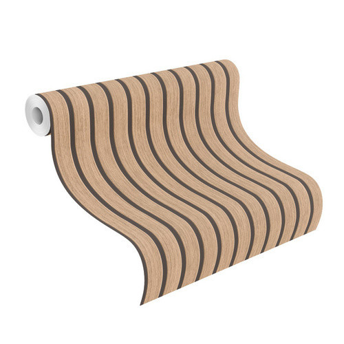 Rasch Selbstklebende Vliestapete Echo Akustikpaneele in Hellbraun und Weiss, Holzoptik, B: 0,53 m x L: 6 m - Bild 2