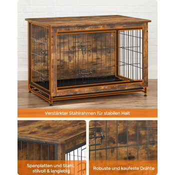 Feandrea Hundekäfig als Möbelstück in Braun und Beige mit Metall und MDF - Bild 2