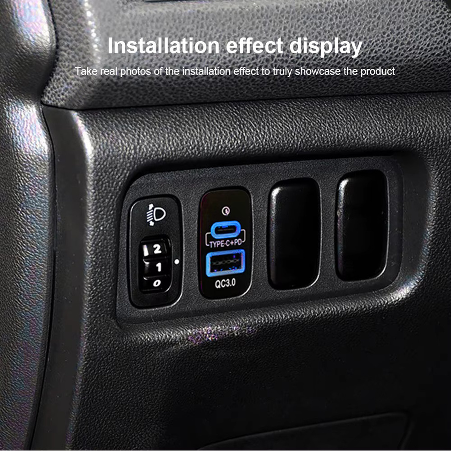 Kebidumei USB-Auto-Schnellladegerät mit Typ-C PD und Typ-A Anschluss in Schwarz für Toyota Mitsubishi Outlander Lancer EX Pajero Sport ASX - Bild 4