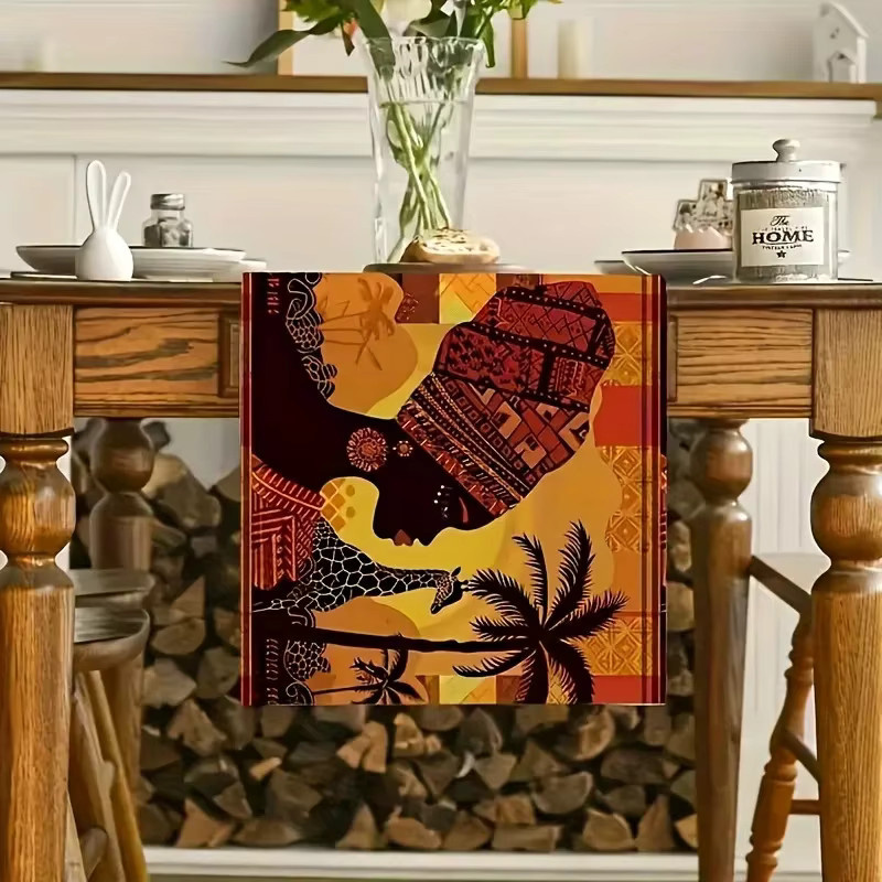 VIKAMA Tischdecke und Tischläufer mit afrikanischem Tiermotiv, wasserabweisende Tischdekoration in Multicolour für Küche und Esszimmer - Bild 2