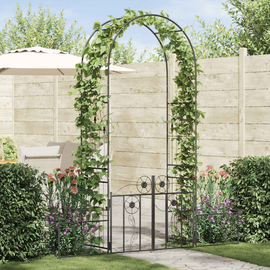 Gartenbogen mit Schloss von VD Home Furnishing in Schwarz aus Metall, B/T/H: 203 x 50 x 218 cm - Bild 3