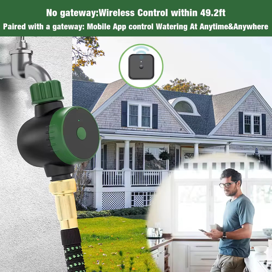 Tuya WIFI Smart Garten Bewässerungssystem mit automatischem Bewässerungs-Timer und Tropfbewässerungs-Wasserventil in Grün, 3/4 Zoll - Bild 2