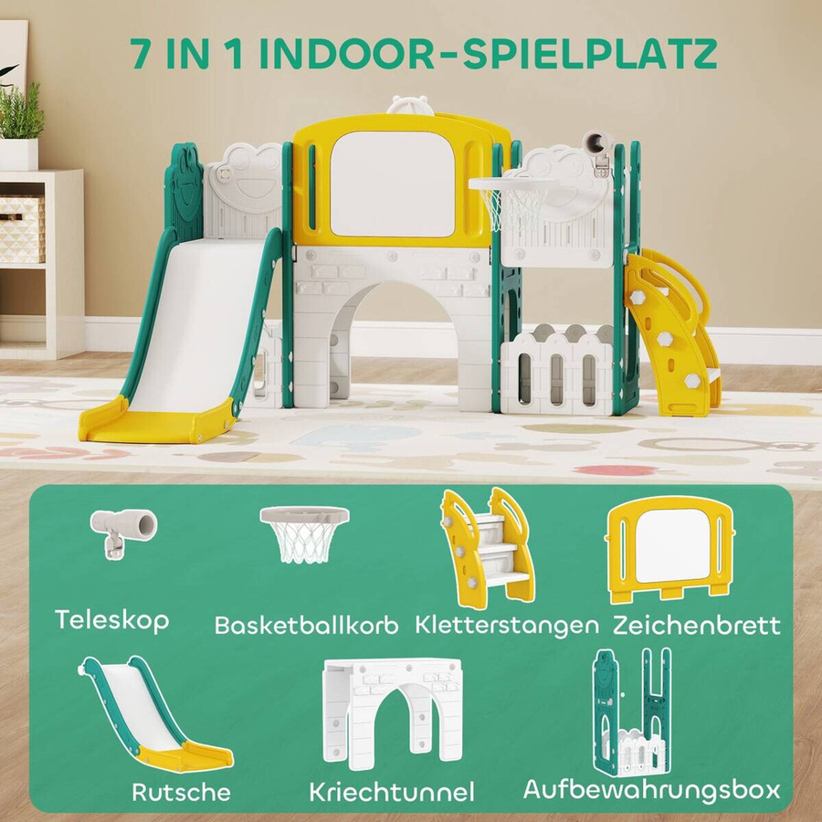 AIYAPLAY Kinderrutsche 7 in 1 Frosch-Motiv Gelb für 1-3 Jahre - Bild 3