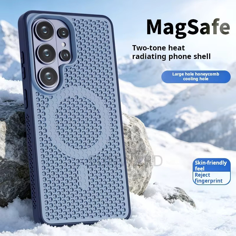 Magsafe Magnetische Handyhülle mit Wabenstruktur für Samsung Galaxy S23 S24 S25 S26 Ultra in Grau oder Blau - Bild 1