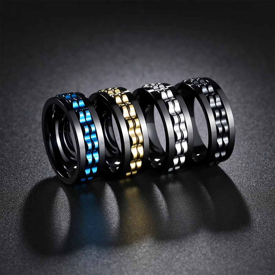 Kissmoon Anti-Stress-Ring Edelstahl, Silber, Punk, Unisex - Bild 3