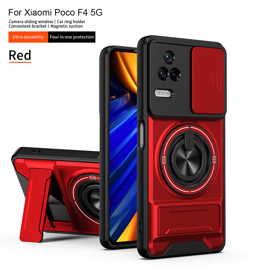 Xiaomi Poco F4 5G Handyhülle mit MagSafe Magnetischem Klapphalter und Kameraschutz in Schwarz - Bild 1