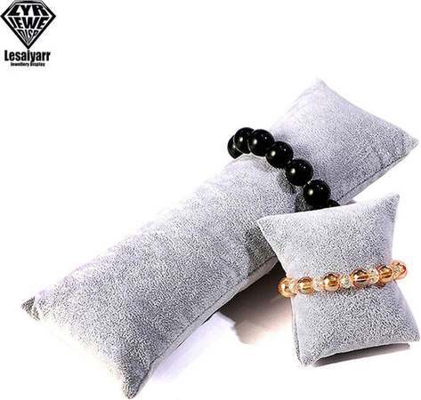 Lesaiyarr Schmuck Kissen Display Stand aus Samt in Grau für Armbänder, Uhren und Fußkettchen